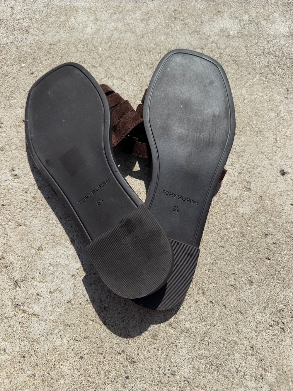 Sophisticated Tory Burch Ines Suede Cage Slide Sandals Dark Cocoa Brown Size 8.5 - Picture 3 of 3